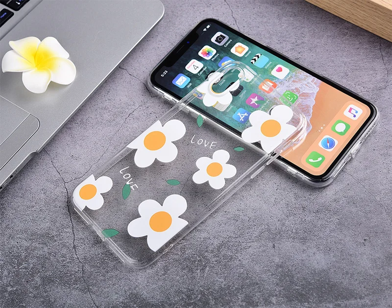 Роскошный белый мягкий чехол Feverfew из ТПУ с цветами для Apple iPhone X XS XR MAX 8 7 6 6s Plus