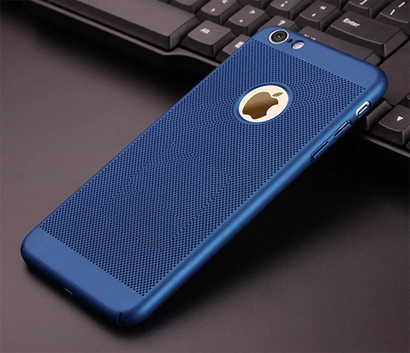 

Simple Vents Hard PC Back Cover Heat Dissipation Phone Case For IPhone X XS XR Max 8 7 Plus 6s 6 Hole Coque Hollow Plain Shell