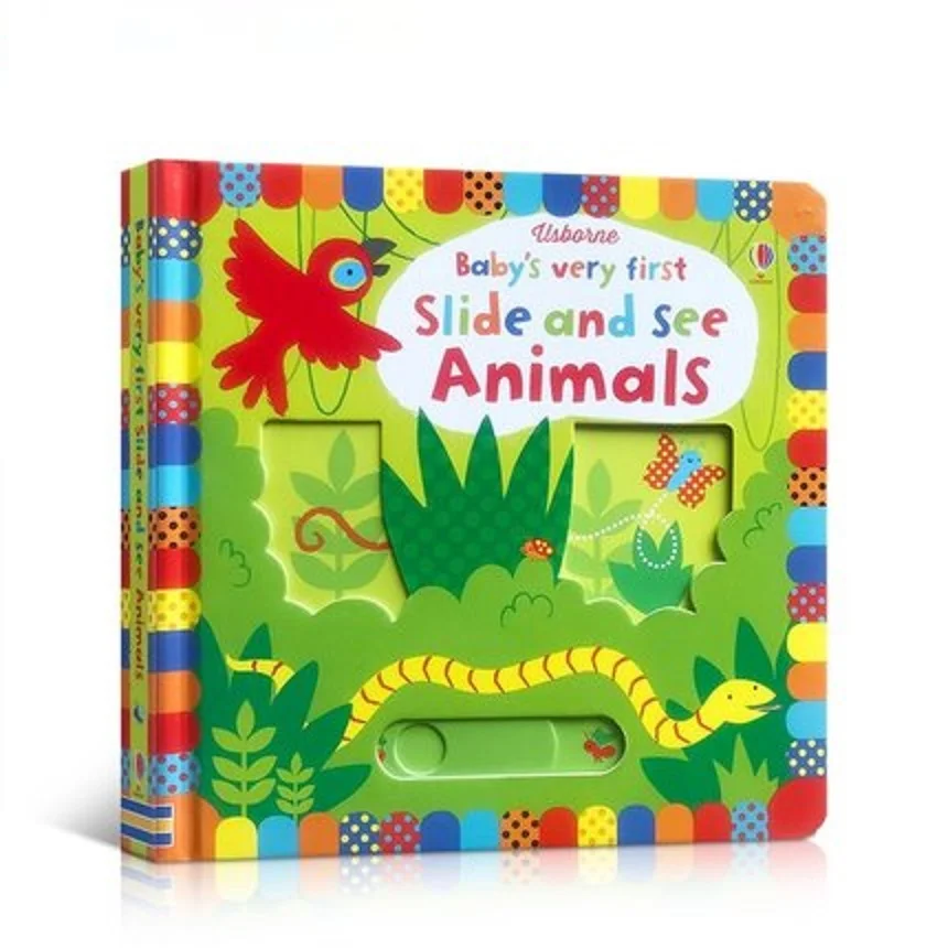 

Britain English 3D Usborne Baby's very first slide and see animals flip hole picture board book kids early education book toy