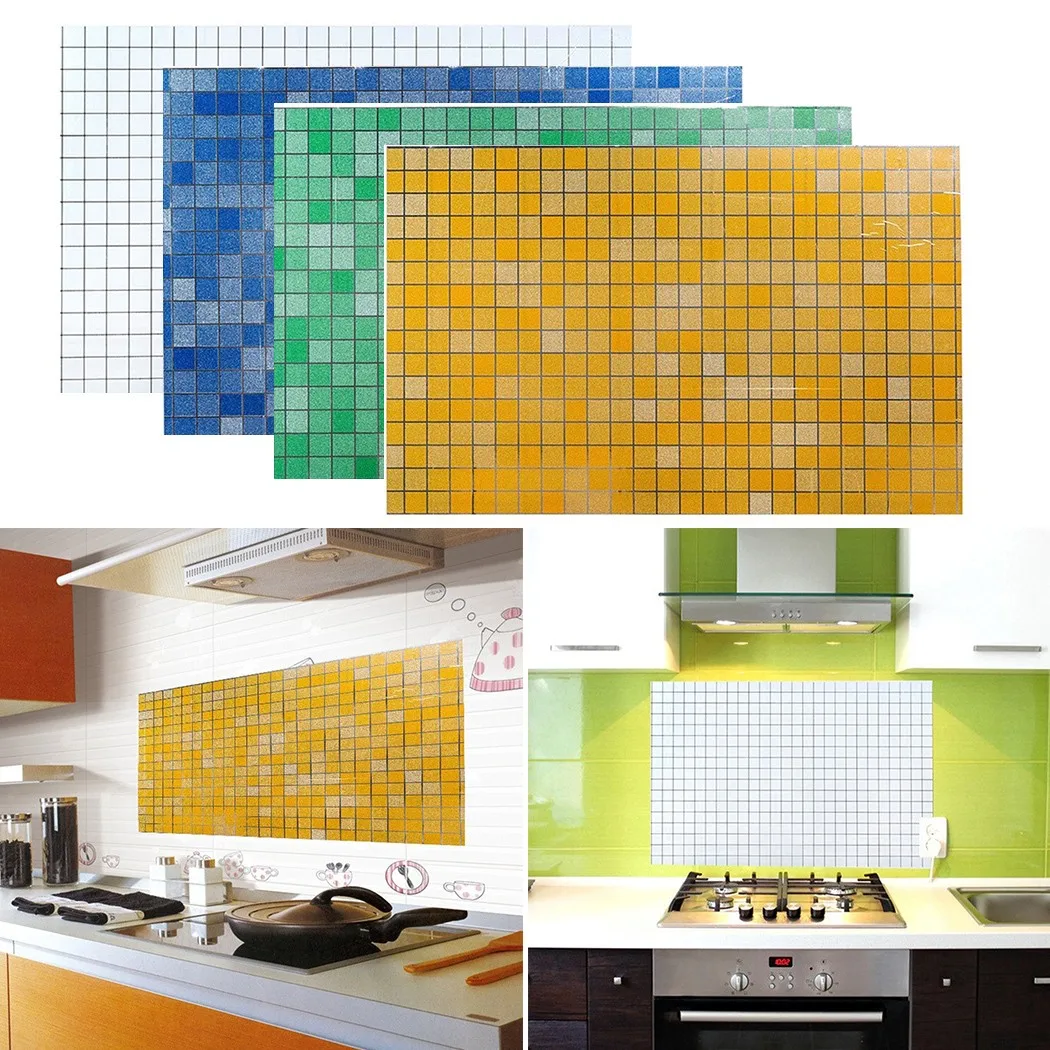 

Kitchen Oil Proof Sticker PVC Adhesive Bathroom Wall Stickers Balcony Waterproof Wallpaper Mosaic Tile Decoracion Hogar Mod