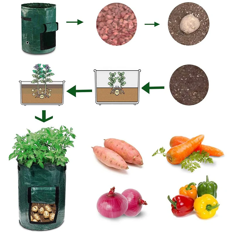 Посадки картофеля мешок PE 10 галлонов сад овощная сеялка с ручкой для