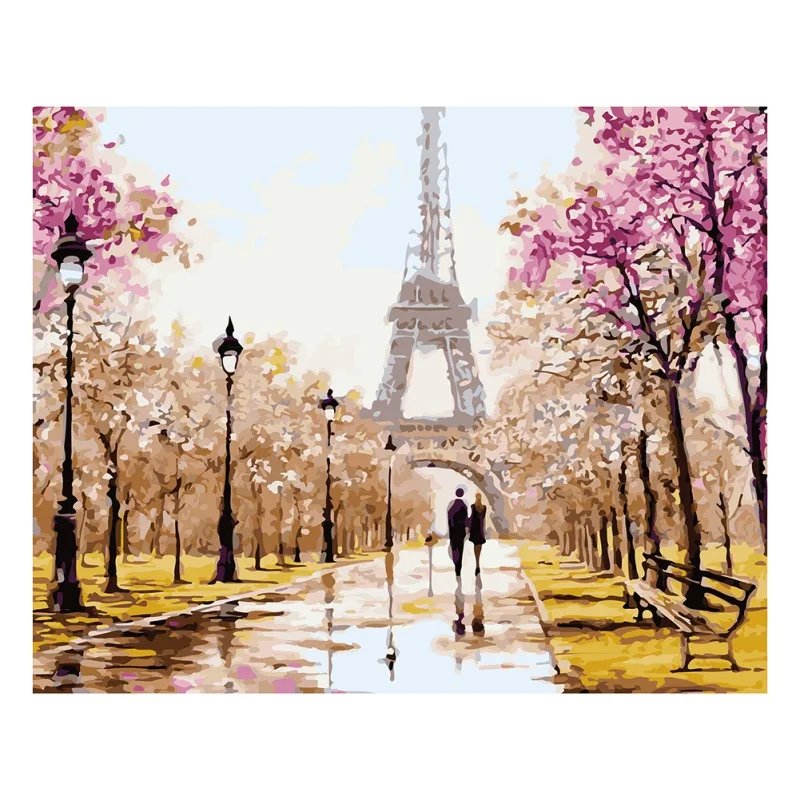 40*50cm Paris Railroad Diy Digital Painting By Number Kit For Adults Kids Wall Art Paintings Home Decoration | Дом и сад