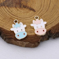 5pcs enamel pink cows charm pendant jewelry making bracelet necklace diy earrings accessories craft