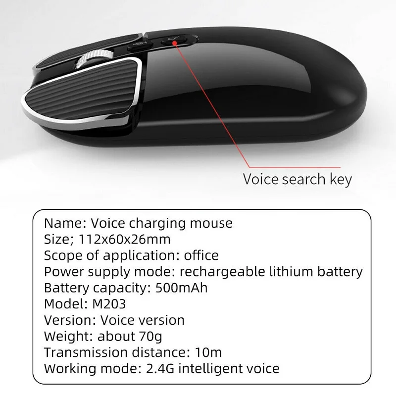 

New Smart Wireless Voice Control Enter Mouse Siri Function Rechargeable Ergonomic 2.4G USB Silent Optical Mice for PC Laptop