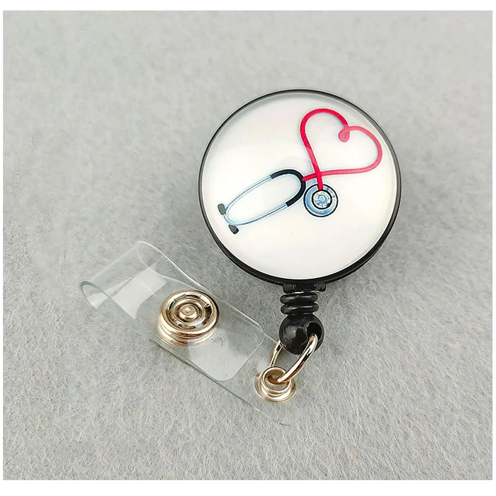 2 шт. стетоскоп медсестра поворотный крокодил выдвижной барабан ID значок имя