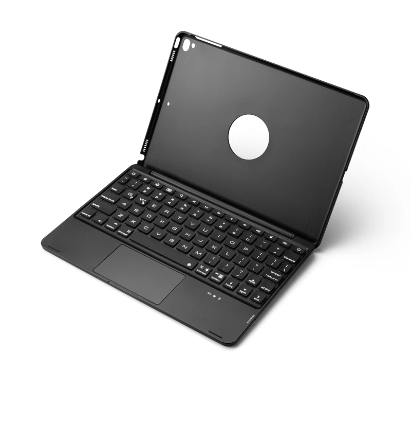 [Новинка] 4,0 чехол с bluetooth клавиатурой и сенсорной панелью мыши для нового iPad 9,", алюминиевый корпус+ 7 цветов подсветки+ умный режим сна/пробуждения