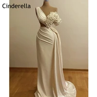 prom dresses hand made flower satin pleated sweep train a line prom dresses with zipper back vestidos de fiesta de noche