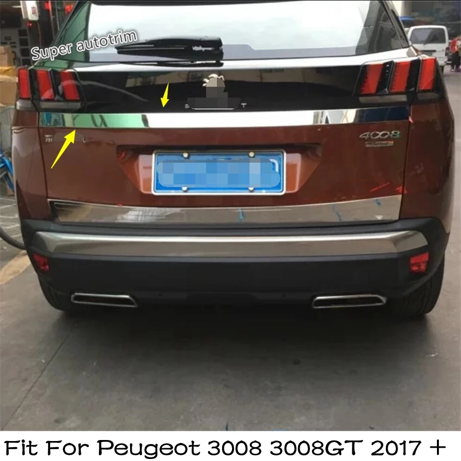 

Lapetus Accessories Exterior Rear Trunk Lid Cover Tailgate Door Trim Fit For Peugeot 3008 3008GT 2017 - 2021 Stainless Steel