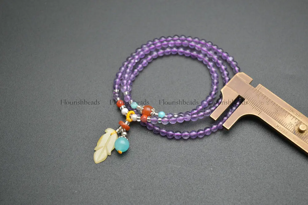 

Multi Rows Natural Amethyst Round Beads Amber Charm Woman Bracelets Fashion Jewelrys Gift