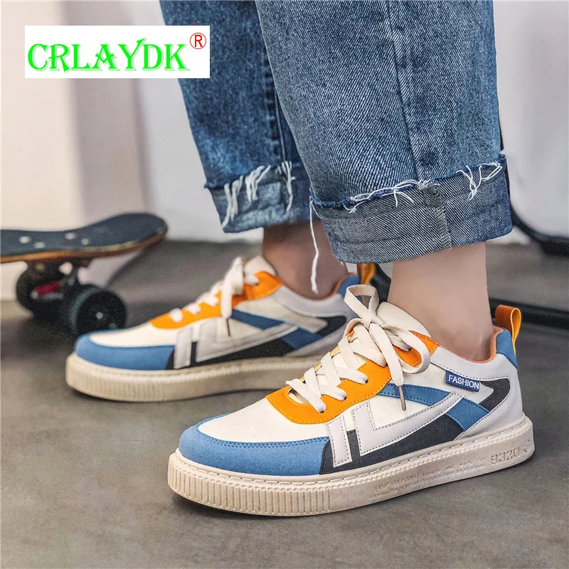 

CRLAYDK 2021 Casual Fashion Men's Skateboarding Shoes Outdoor Leather Breathable Sneakers Student Boys Sports Walking Footwear