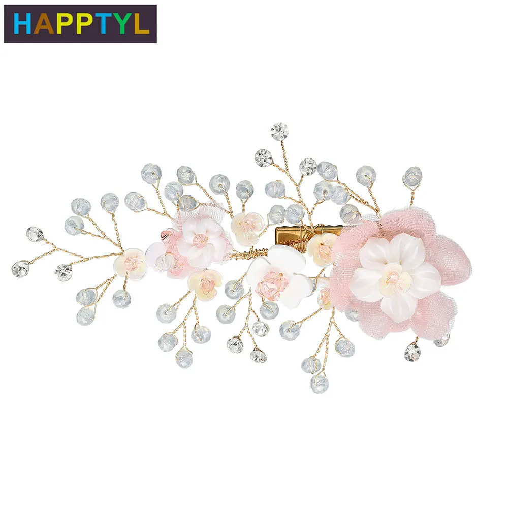 

HAPPTYL 1 шт цветок свадебные кристаллы заколки для волос аксессуары для волос Свадебные Заколки для волос для женщин и девочек золотые
