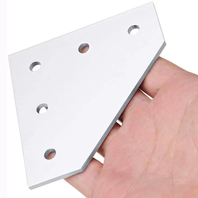 

HOT-10Pcs 3D Printer Aluminum L Shaped 5 Hole 60X60X4mm Joining Plate for 2020 V-Slot/L-Slot Aluminum Extrusion
