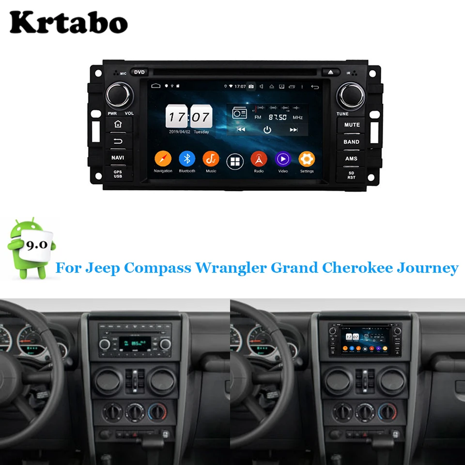 Автомобильный мультимедийный плеер на Android 4 Гб ОЗУ GPS для Jeep Wrangler Compass Grand Cherokee Journey