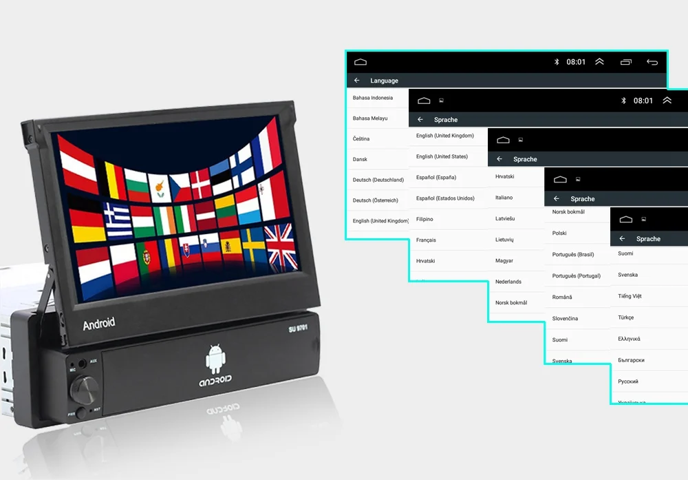 7 дюймов Android 8,1 автомобильный радиоприемник 1 Din MP5 плеер+ Wi-Fi, gps Bluetooth AM/FM карта Оффлайн мультимедиа Playercam