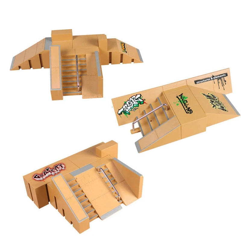 Mini Fashion Finger Skate Park Ramp Kits Rain Skateboard Fingers Training Props Games Kids Indoor Extreme Sport Toy Set | Игрушки и