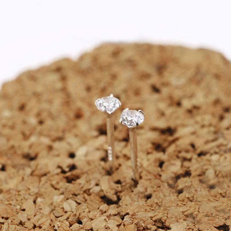 

Dropshipping 925 Sterling Silver Stud Earrings Mini High Quality Small Crystal Earrings Women's Silver Jewelry Ear for Girls
