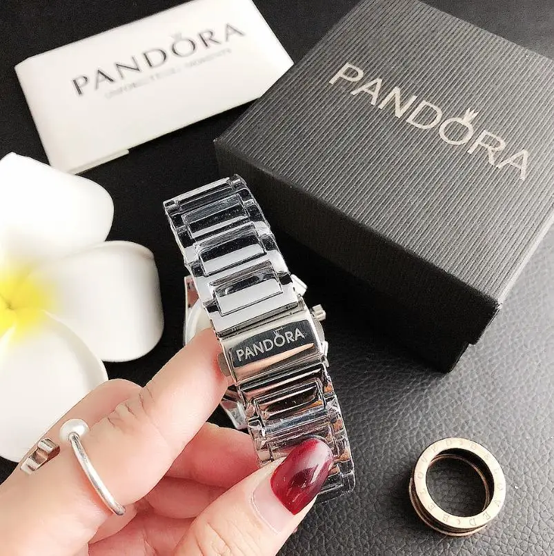 

Luxury brand Quartz Wrist Dress Women Watches Silver Bracelet Ladies Watch Stainless Steel Clock Casual pandoraes Watch P37