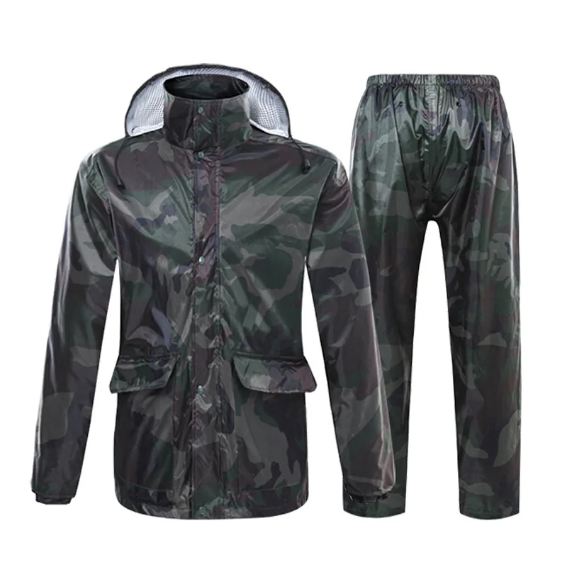 

Blue Raincoat and Rain Pants Men Camouflage Regenjas Rain Wear Transparent Brim Motorbike Rain Jacket Women Men Rain Coat