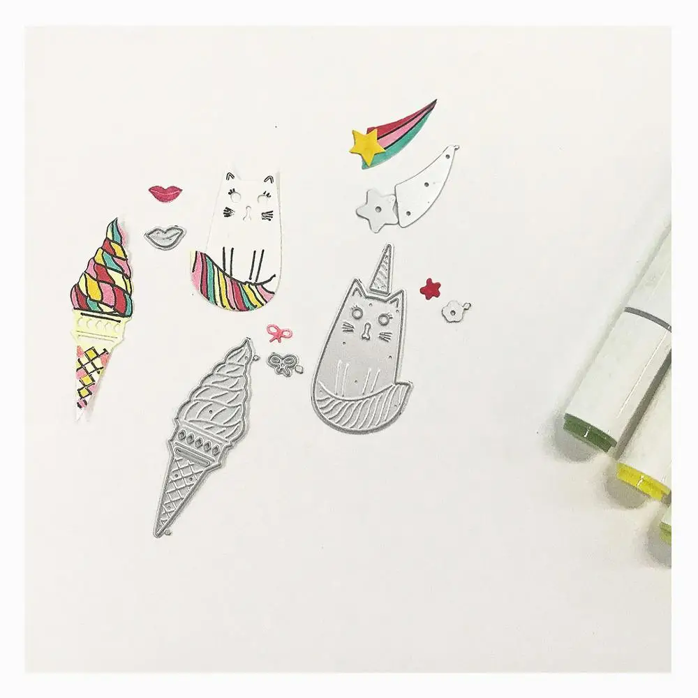 Новое милое мороженое для вечеринки металлические резные штампы кошек сделай
