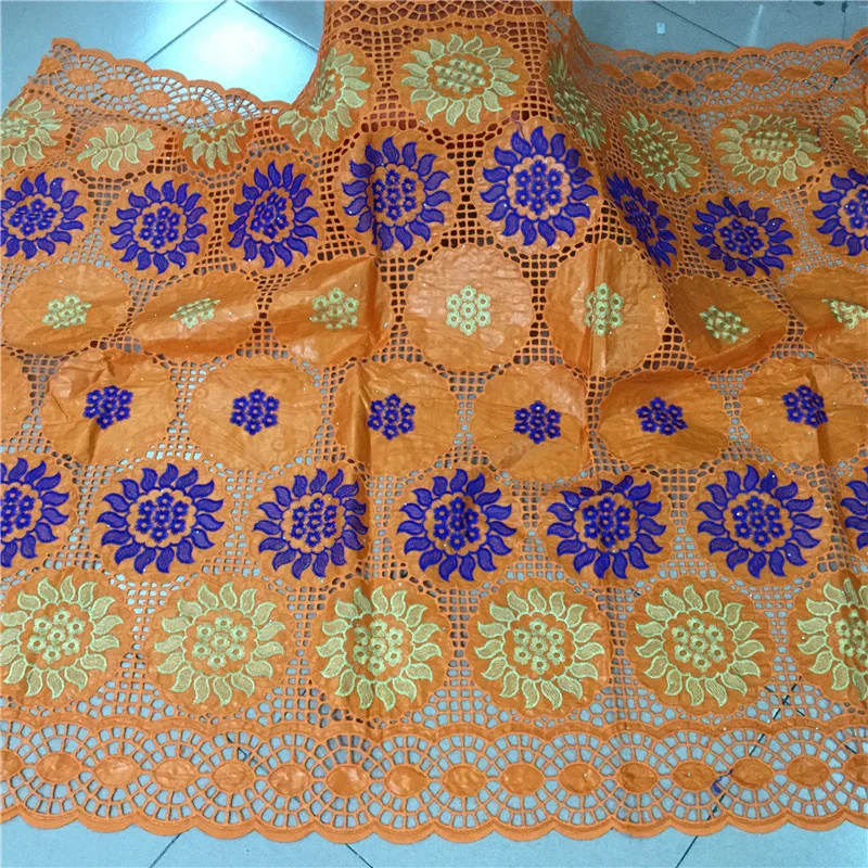 

Wholesale bazin brocade fabric hiqh quality bazin lace embroidery African fabric bazin brode 5yards