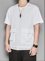 mens short sleeve t shirt summer new solid color round collar high quality material stitching british fashion t shirt