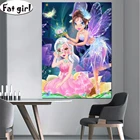 5d алмазная живопись, вышивка крестиком, две милые маленькие принцессы, вышивка, мозаика, квадратная, круглая, дрель, украшение для дома, красота, фея