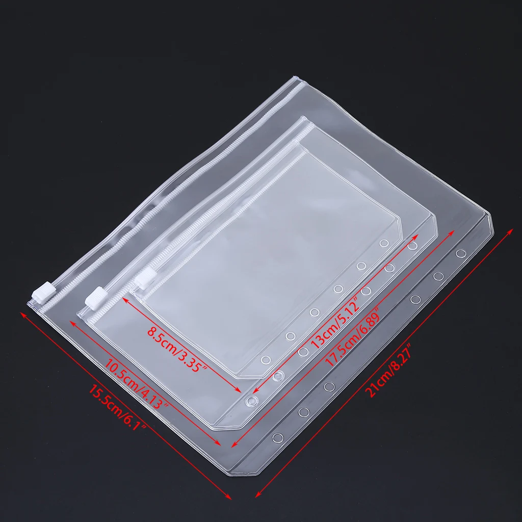

Clear PVC Storage Bag Pouch For Notebook Diary Day Planner Zipper Business Cards