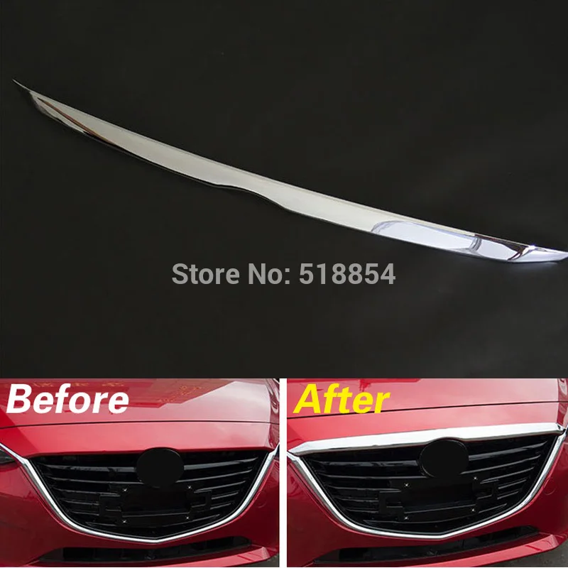 ACCESSORIES FIT FOR 2014 2015 2016 MAZDA 3 CHROME FRONT HOOD COVER TRIM MOLDING GRILLE BONNET GARNISH GRILL STRIP BAR | Автомобили и