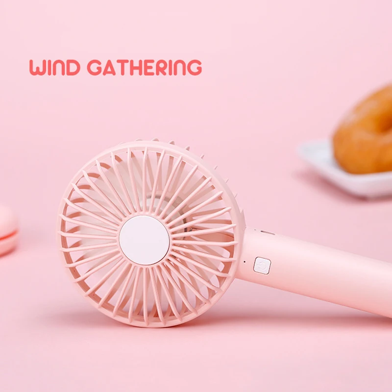 

Handheld Fan Desktop Mini USB Rechargeable Small LED Night Light Fan 3 Speed handheld Air Cooler for Girls Students L9