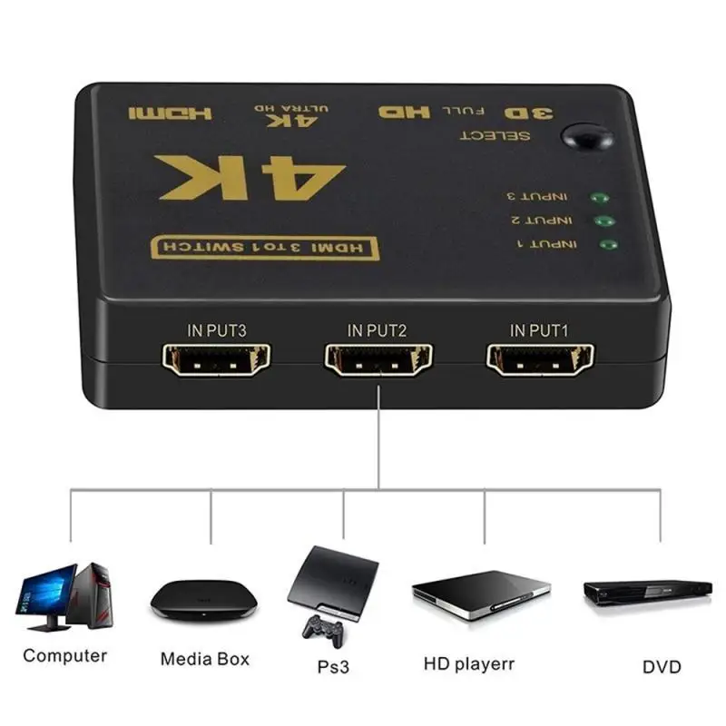 Разветвитель Кабеля 3-в-1 HD 1080P 3 входа 1 выход HDMI | Электроника
