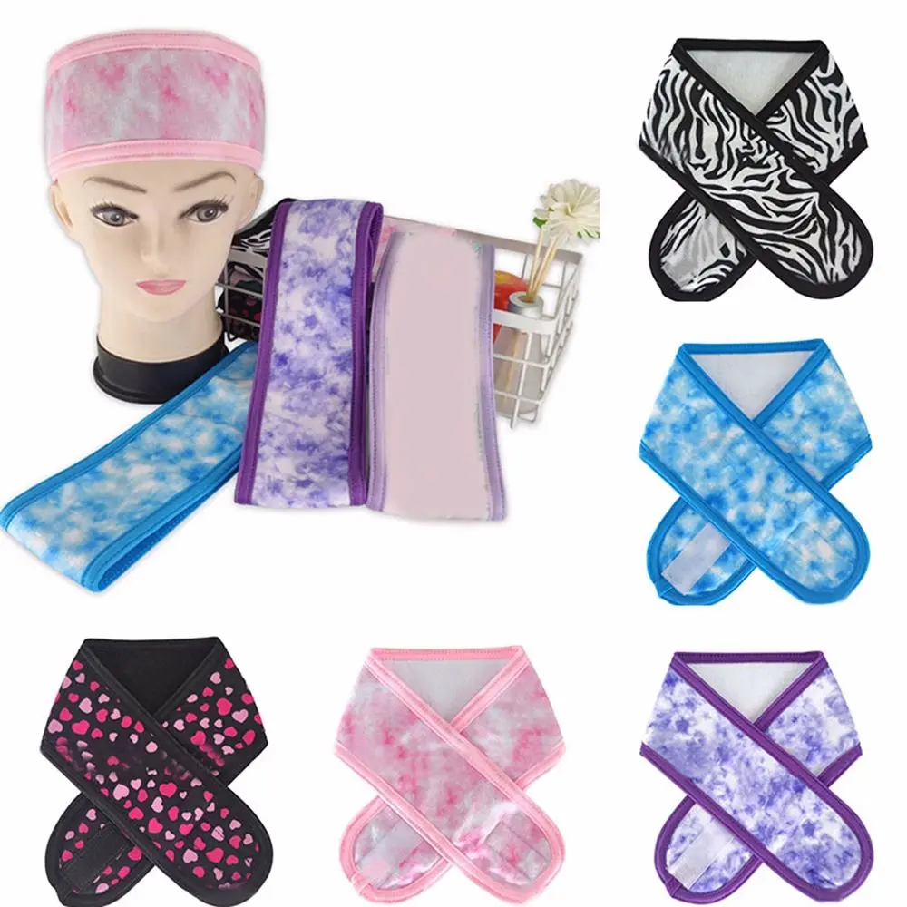 

Heart Flower Cloth Wide Magic Sticker Korean Style Hair Band Printed Makeup Headband Female Hair Wrap Leopard Hair Hoop