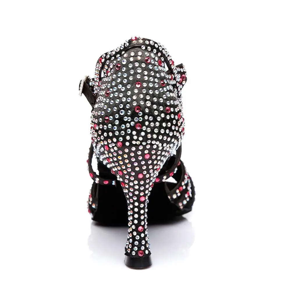 Ballroom Latin Dance Shoes Women Elegant Rhinestone Free Shipping Salsa Dancing High Heels For Girls Tango Bachata Dance Sandals