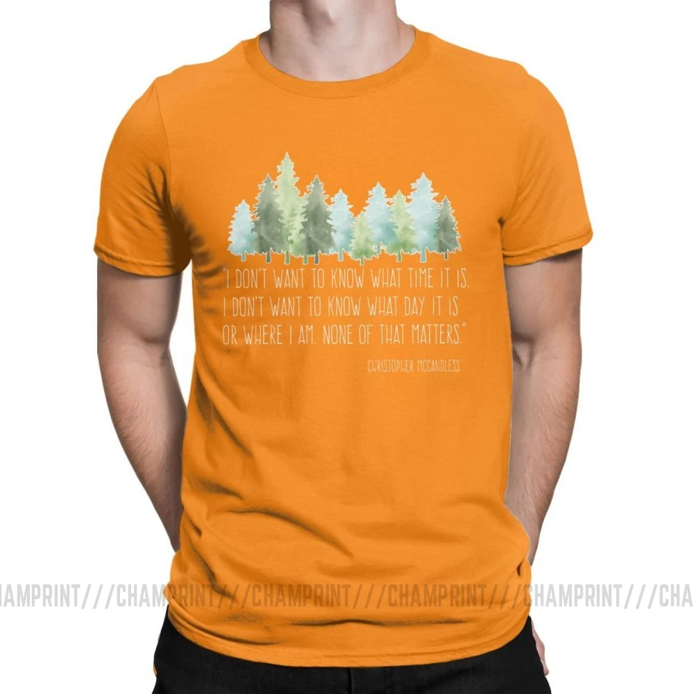 Into The Wild With Christopher McCandless Футболка мужская походная уличная Новинка тройники с круглым вырезом хлопковая одежда подарок футболка - Цвет: Оранжевый