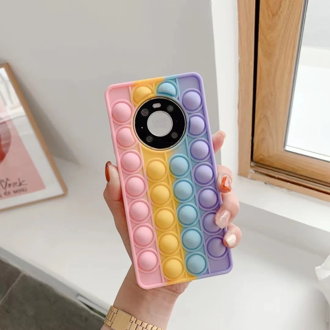 3D Popit Радужный пузырьковый игровой чехол для Huawei P Smart Z P30 P40 Mate 40 30Pro мягкий милый Nova