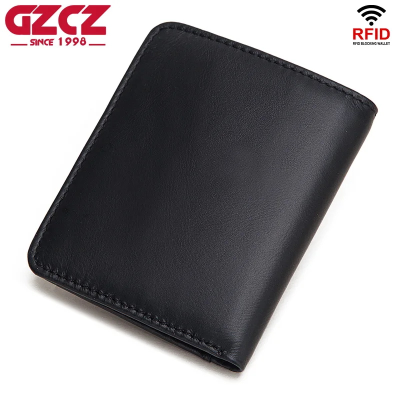 GZCZ черный кошелек из натуральной кожи мужские кошельки тонкий мужской держатель