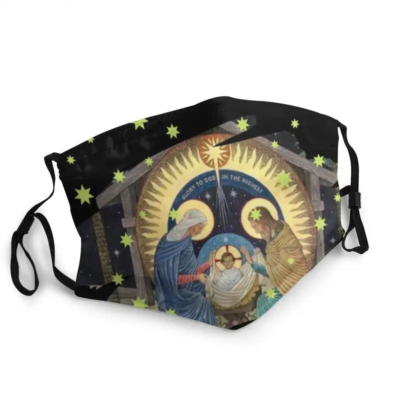 

Christmas Nativity God Is With Us Reusable Unisex Adult Face Mask Anti Haze Dust Protection Cover Respirator Mouth Muffle