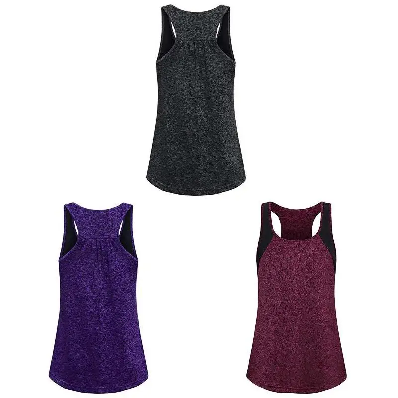 

Wholesale Female Summer Round Neck Color Matching Sleeveless T-shirt Vest for Outdoor Sports Exercise X85