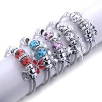 no fade color beaded pendant bracelet heart shaped flower angel pendant charm bracelets pan adjustable diy jewelry women gift