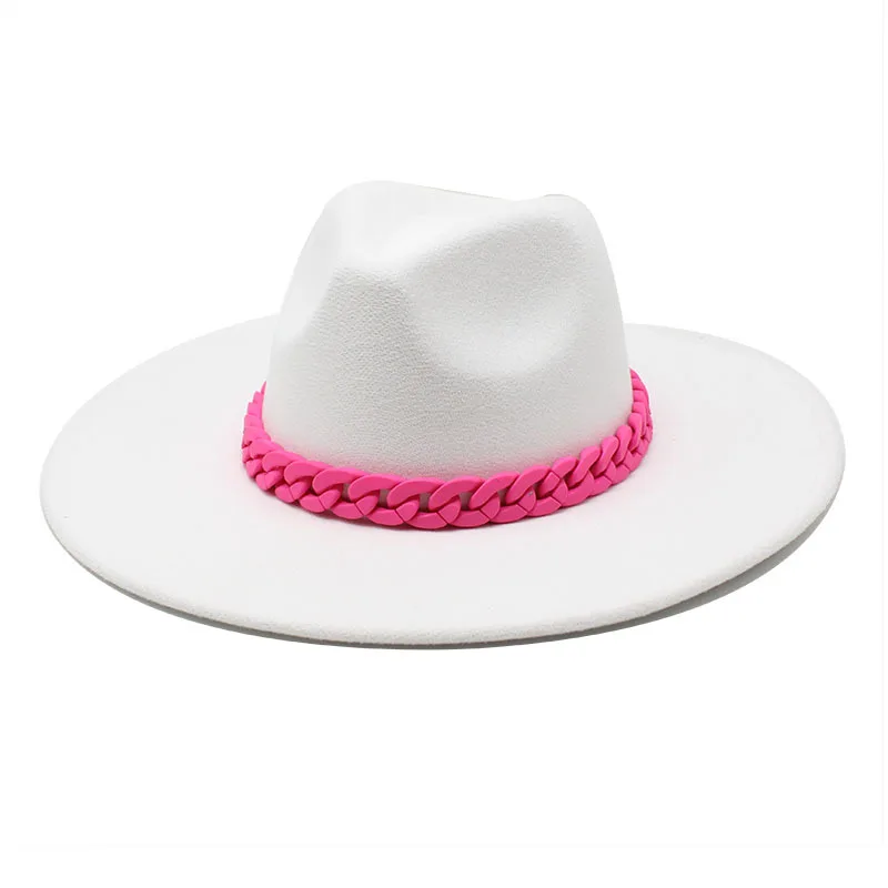 Шляпка-федора для вечерние и женщин зимняя фетровая шляпа белая красная розовая 8
