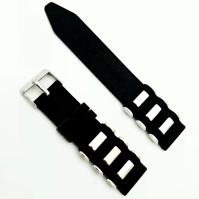 Силиконовый ремешок из мягкого каучука и нержавеющей стали для часов 22 мм 24 мм 26 мм Водонепроницаемый ремешок для часов + инструмент.