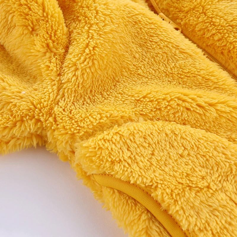 

2021 Autumn And Winter Children's Clothing Boys And Girls New Candy Color Coral Velvet Coat Warm Bear Ears Cute Zipper