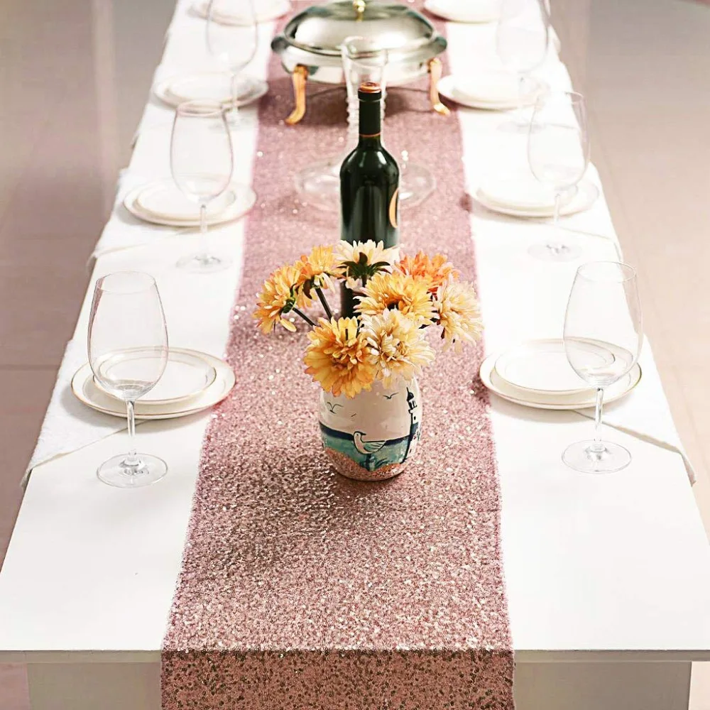 2pack Rose Gold Sequin Table Runner for birthday wedding Xmas New Year Festival party decoration