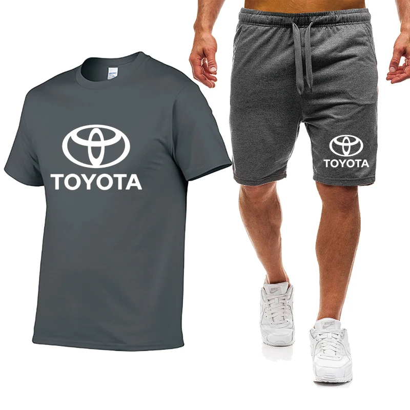 

Casual Mens Short Sleeve Toyota Car Logo Printed T-shirt Summer Mens T-shirts Cotton Men's T-shirt + shorts 2-piece set