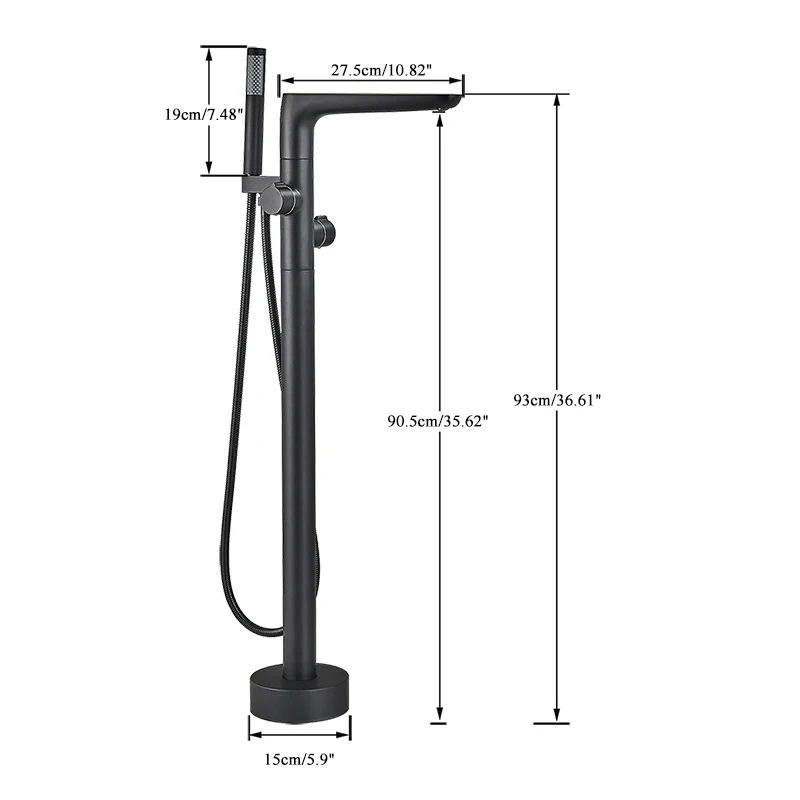 Матовый черный отдельно стоящий смеситель для ванны напольный латунный