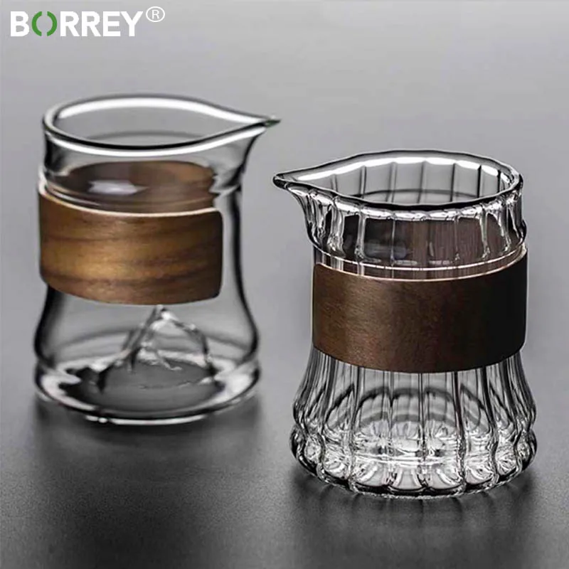 

BORREY Heat-resisting Glass Teapot Fair Cup Coffee Pot Teacup Fair Mug Kungfu Tea Ceremony Cup Gongdao Bei Tea Cup Wooden Handle