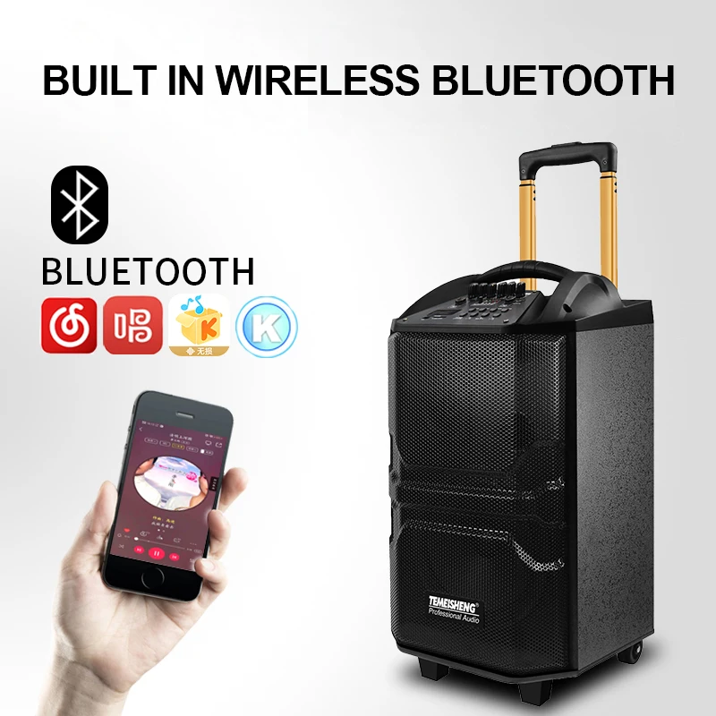 Уличный портативный сабвуфер 8 дюймов Bluetooth колонка с колесами большая