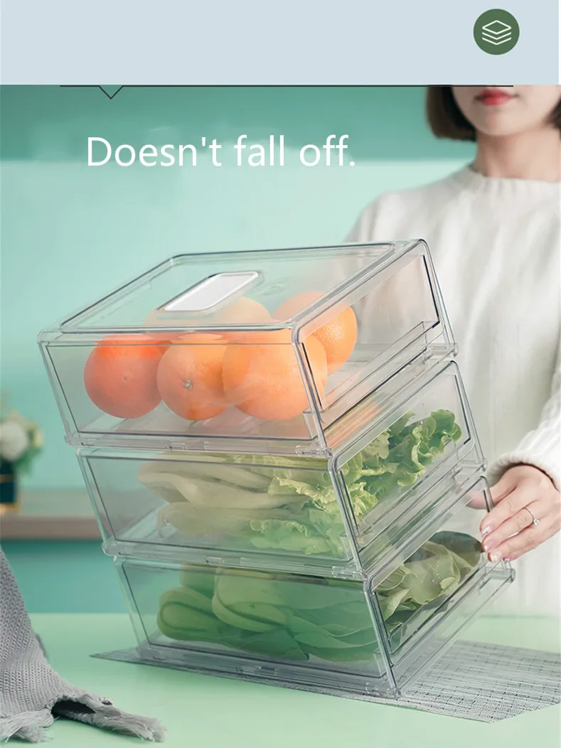 drawer refrigerator storage box fruit vegatable fresh keeping storage bin stackable fridge organizer kitchen pantry cabinet box free global shipping