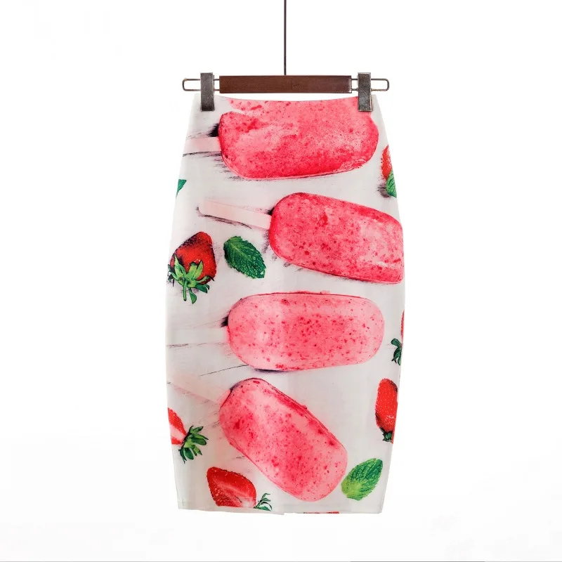 

2021 Colors Floral Printed Knee Length Women Skirt High Waist Summer Sexy Midi Vintage Pencil Skirt for Women