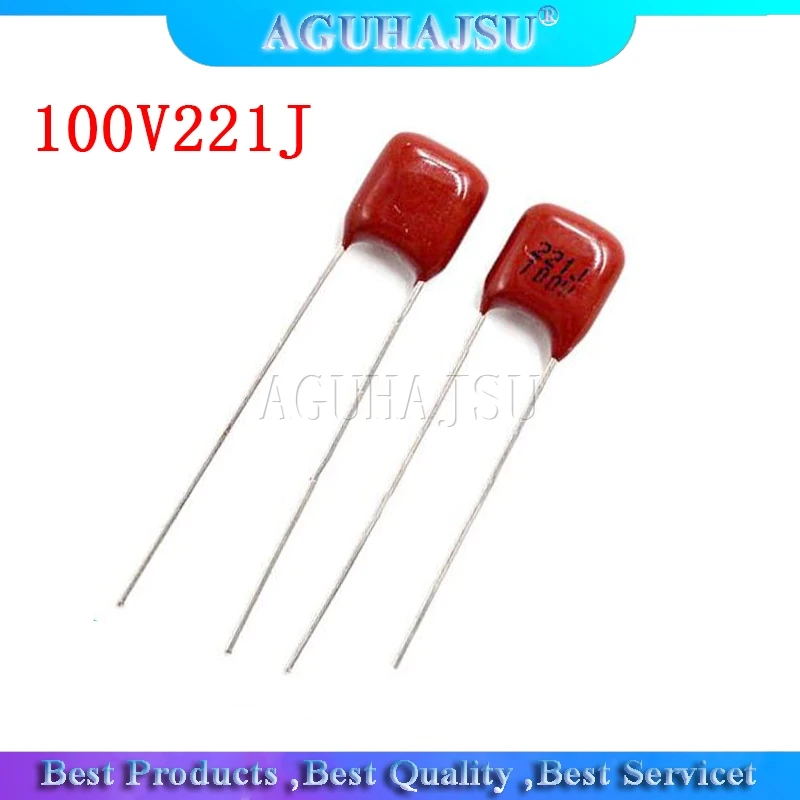 

20 шт. 100V221J 220PF 5% шаг 5 мм 220P 221 100 в CBB полипропиленовый пленочный конденсатор