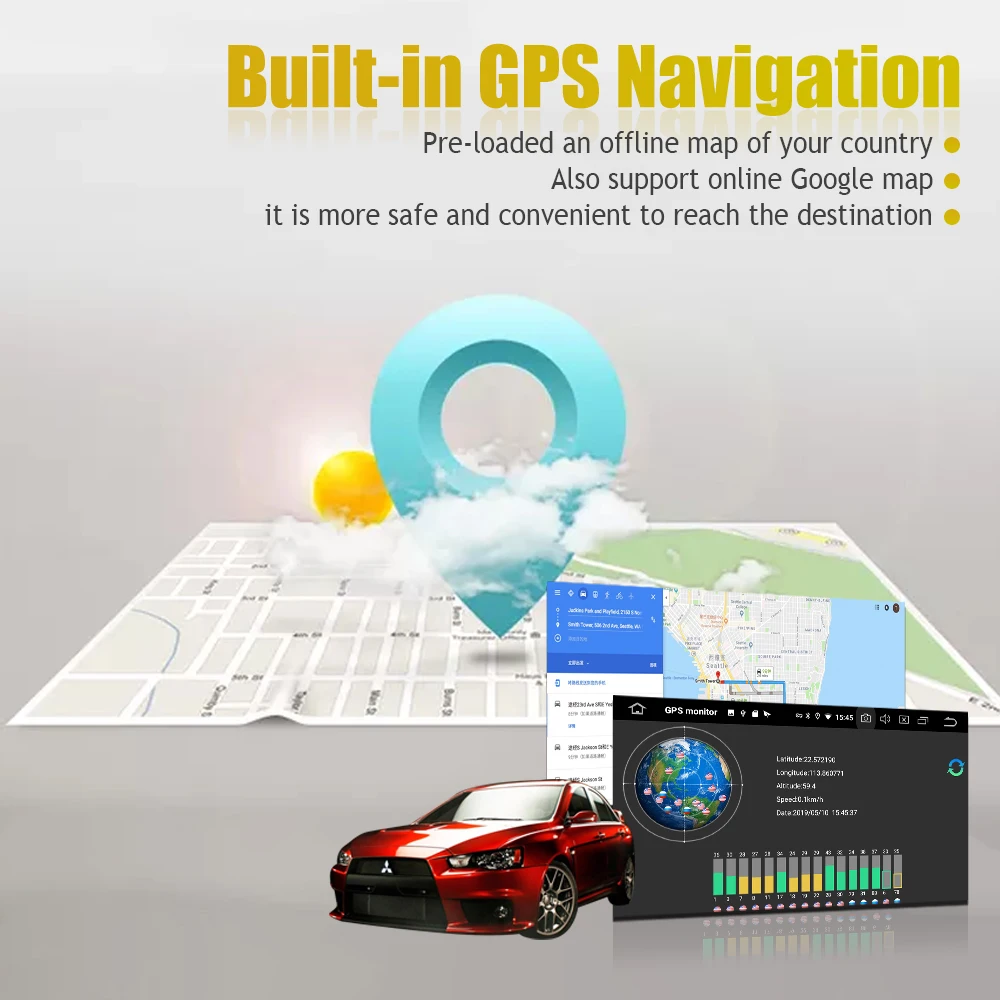 Android 9,0 стерео головное устройство радио с PX6 4G+ 64G DSP для 2008- Mitsubishi Lancer EVO X Ralliart